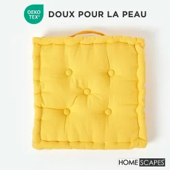 Homescapes Coussin de sol - jaune uni - 40 x 40 cm -* Coussin De Sol