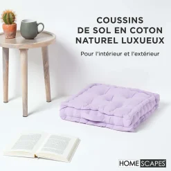 Hot Homescapes Coussin de sol - mauve uni - 40 x 40 cm -
