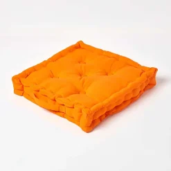 Hot Homescapes Coussin de sol - orange uni - 40 x 40 cm -
