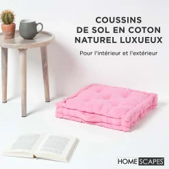 Clearance Homescapes Coussin de sol - rose uni - 40 x 40 cm -