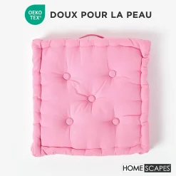 Clearance Homescapes Coussin de sol - rose uni - 40 x 40 cm -