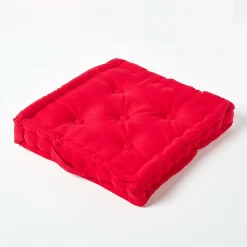 Discount Homescapes Coussin de sol - rouge uni - 40 x 40 cm -