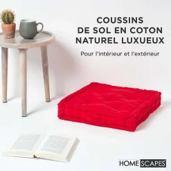 Discount Homescapes Coussin de sol - rouge uni - 40 x 40 cm -