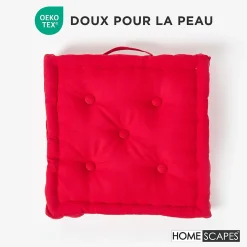 Discount Homescapes Coussin de sol - rouge uni - 40 x 40 cm -