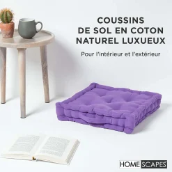 Best Homescapes Coussin de sol - violet uni - 40 x 40 cm -