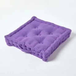 Discount Homescapes Coussin de sol - violet uni - 50 x 50 cm -