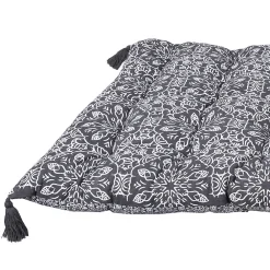 Online Deko & Co Coussin de sol Ambroise pompons gris anthracite L.120 x l.60cm Deco&co