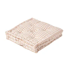 Hot Homescapes Coussin de sol beige - carreaux vichy - 50 x 50 cm -