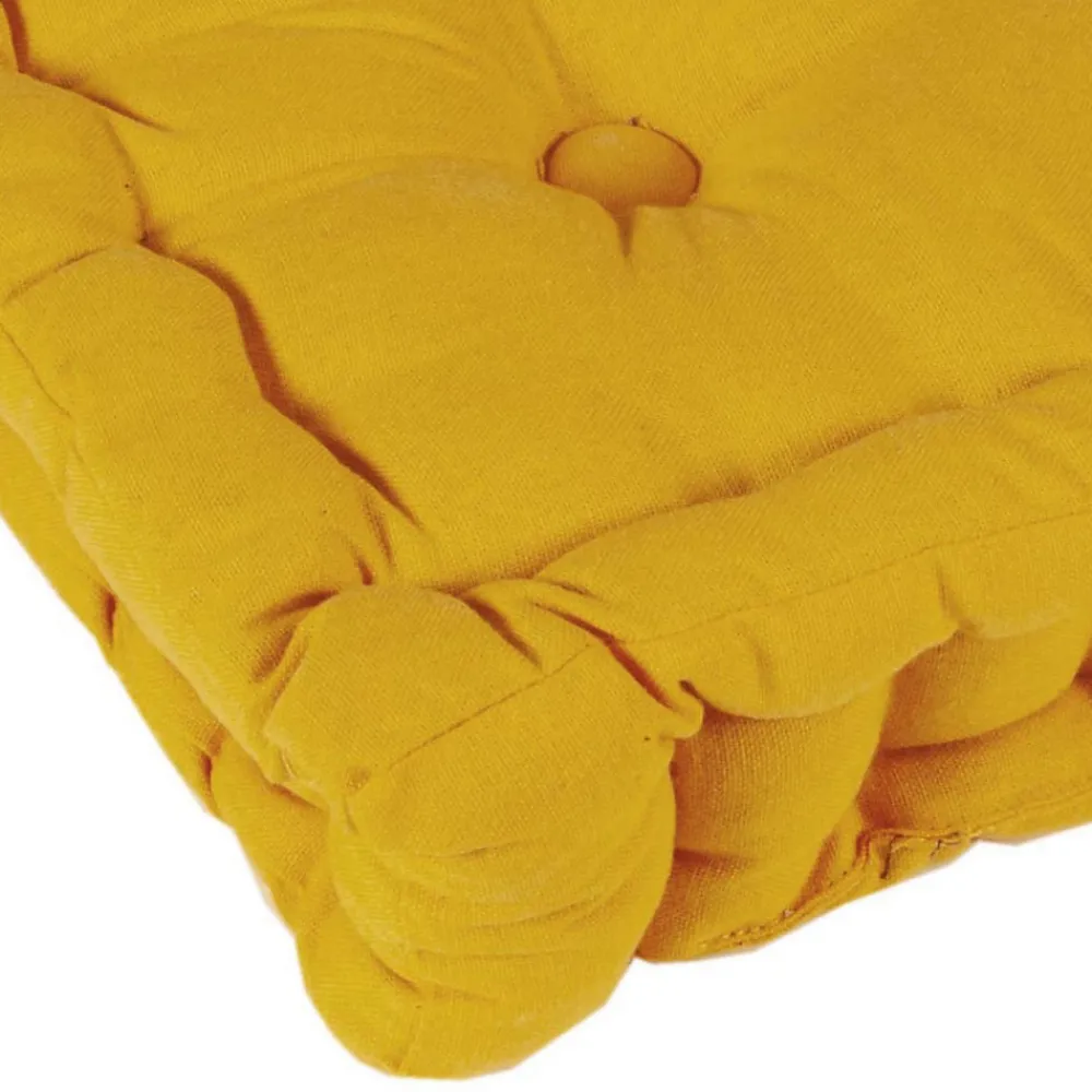 Discount Dylrev Coussin de sol bicolore capitonné épais 10 cm - Moutarde et Anse Bleu Canard pour un confort élégant