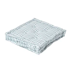 Homescapes Coussin de sol bleu - carreaux vichy - 40 x 40 cm -* Coussin De Sol