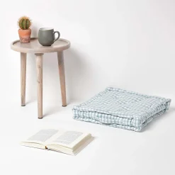 Homescapes Coussin de sol bleu - carreaux vichy - 50 x 50 cm -* Coussin De Sol