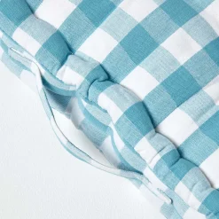 Hot Homescapes Coussin de sol bleu à  grands carreaux vichy, 50 x 50 cm -