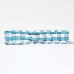Discount Homescapes Coussin de sol bleu à  grands carreaux vichy, 40 x 40 cm -