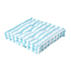 Clearance Homescapes Coussin de sol bleu - grandes rayures - 50 x 50 cm -