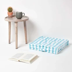 Sale Homescapes Coussin de sol bleu - grandes rayures - 40 x 40 cm -