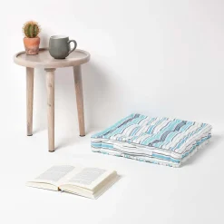 New Homescapes Coussin de sol bleu - rayure new england - 50 x 50 cm -