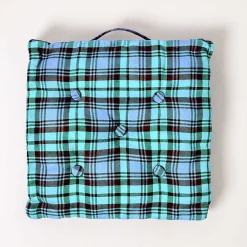 Homescapes Coussin de sol bleu - tartan écossais - 50 x 50 cm -* Coussin De Sol|Coussin