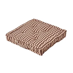 Homescapes Coussin de sol chocolat - fines rayures beige - 50 x 50 cm -* Coussin De Sol
