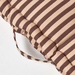 Homescapes Coussin de sol chocolat - fines rayures beige - 50 x 50 cm -* Coussin De Sol