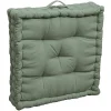 Best Deko & Co Coussin de sol coton recyclé kaki 45x45x10