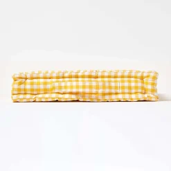 Outlet Homescapes Coussin de sol jaune - carreaux vichy - 50 x 50 cm -