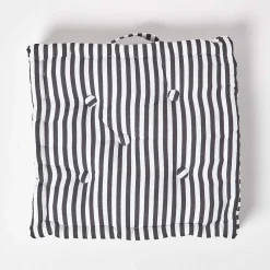 New Homescapes Coussin de sol noir - fines rayures - 40 x 40 cm -