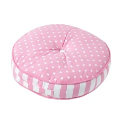 Homescapes Coussin de sol rond pour enfants rose et blanc à  pois 43 cm -* Coussin De Sol