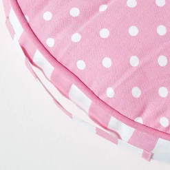 Homescapes Coussin de sol rond pour enfants rose et blanc à  pois 43 cm -* Coussin De Sol