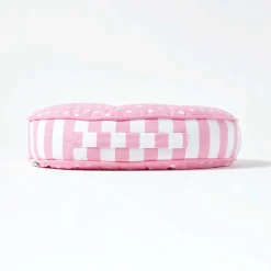 Homescapes Coussin de sol rond pour enfants rose et blanc à  pois 43 cm -* Coussin De Sol