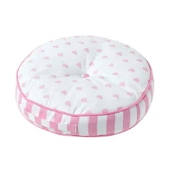 Homescapes Coussin de sol rond pour enfants rose et blanc à  motif cœurs 43 cm -* Coussin De Sol