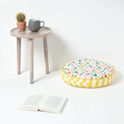 Homescapes Coussin de sol rond pour enfants multicolore à  pois 43 cm -* Coussin De Sol