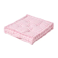 Homescapes Coussin de sol rose - carreaux vichy - 40 x 40 cm -