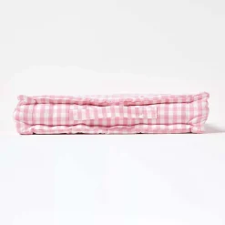Homescapes Coussin de sol rose - carreaux vichy - 40 x 40 cm -