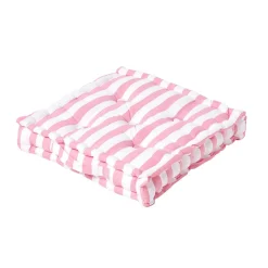 Homescapes Coussin de sol rose - grandes rayures - 50 x 50 cm -