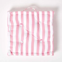Homescapes Coussin de sol rose - grandes rayures - 40 x 40 cm -* Coussin De Sol