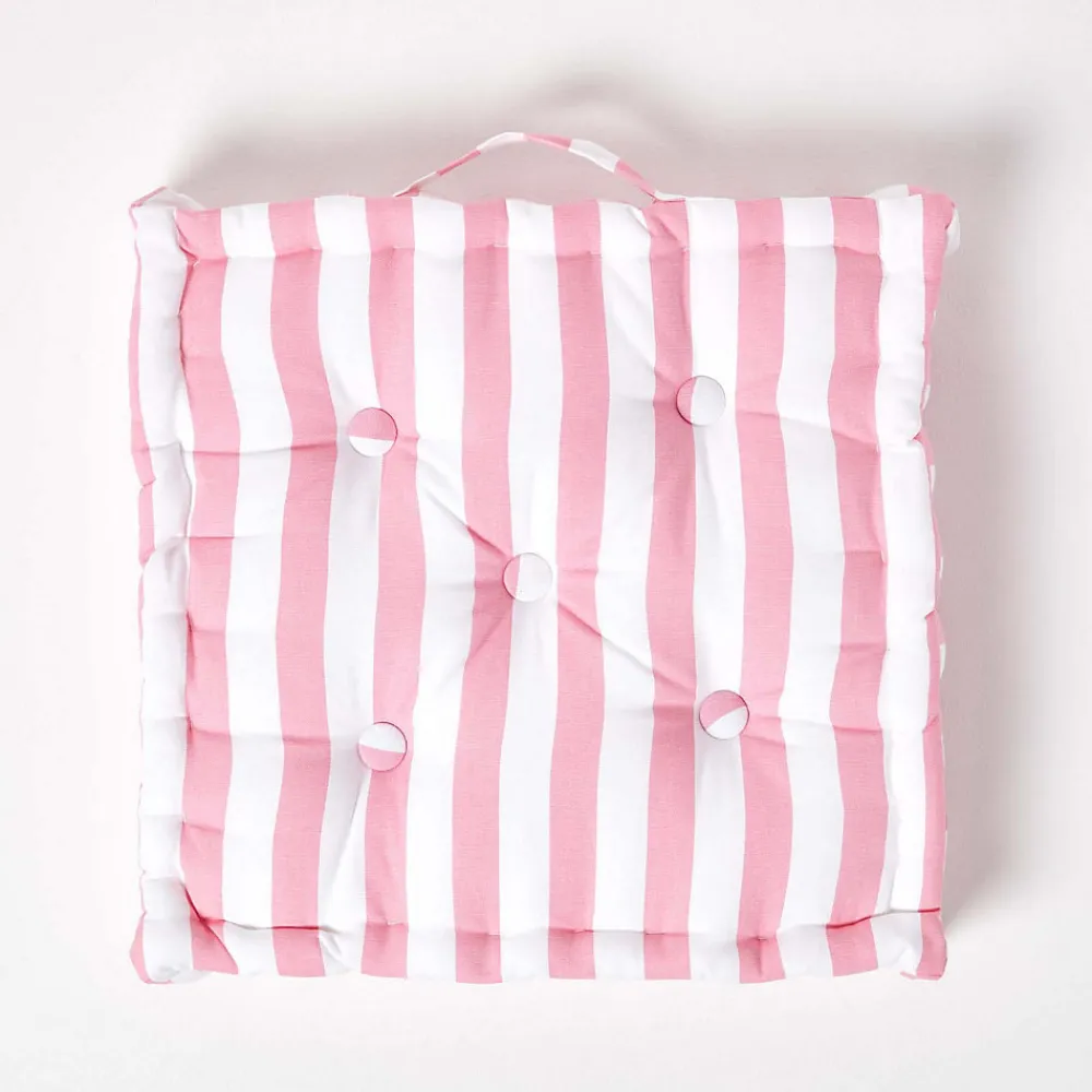 Homescapes Coussin de sol rose - grandes rayures - 40 x 40 cm -* Coussin De Sol