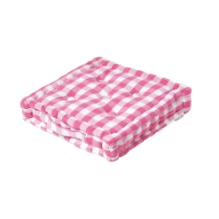 Homescapes Coussin de sol rose à  grands carreaux vichy, 50 x 50 cm -