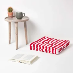 Homescapes Coussin de sol rouge - grandes rayures - 40 x 40 cm -* Coussin De Sol