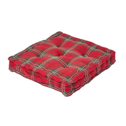 Best Homescapes Coussin de sol rouge - tartan écossais - 50 x 50 cm -
