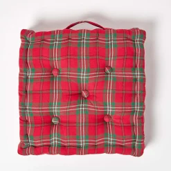 Best Homescapes Coussin de sol rouge - tartan écossais - 50 x 50 cm -