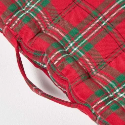 Best Homescapes Coussin de sol rouge - tartan écossais - 50 x 50 cm -