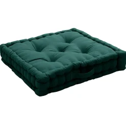 Home Maison Coussin de sol uni en pur coton (50x50x10 cm - Vert foncé)* Coussin De Sol