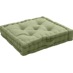 Home Maison Coussin de sol uni en pur coton (50x50x10 cm - Vert Olive)* Coussin De Sol