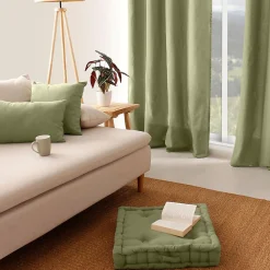 Home Maison Coussin de sol uni en pur coton (50x50x10 cm - Vert Olive)* Coussin De Sol