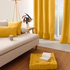 Outlet Home Maison Coussin de sol uni en pur coton (50x50x10 cm - Jaune)