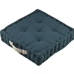 STOF Coussin de sol 45x45x10 cm Duo cobalt lin 100% coton