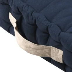 STOF Coussin de sol 45x45x10cm marine et lin 100% coton* Coussin De Sol