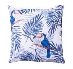 Deko & Co Coussin d'extérieur carré imperméable imprimé toucan tropical bleu L.45 x l.45cm Deco&co* Coussin