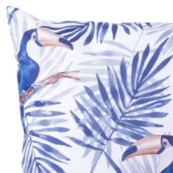 Deko & Co Coussin d'extérieur carré imperméable imprimé toucan tropical bleu L.45 x l.45cm Deco&co* Coussin