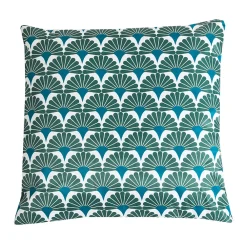 Hot Deko & Co Coussin d'extérieur carré imperméable motifs jacquard bleu L.45 x l.45cm Deco&co